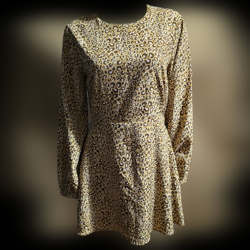 Maje Beige and Black Long Sleeve Dress